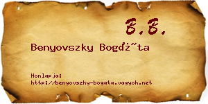 Benyovszky Bogáta névjegykártya